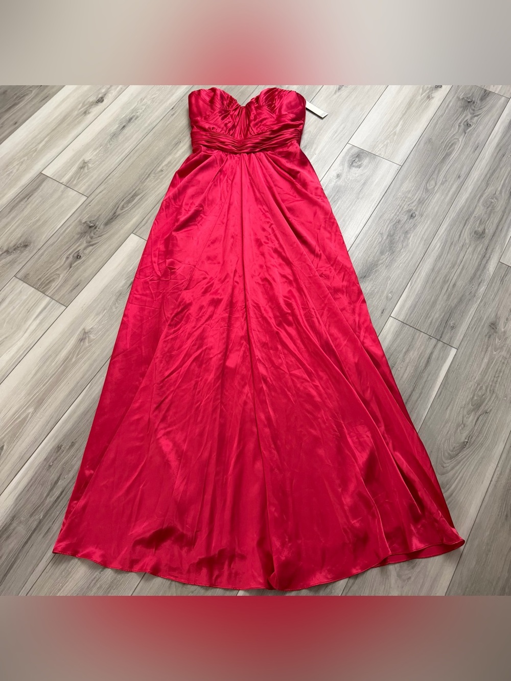NWT $650 Badgley Mischka Collection 100% Silk Strapless Gown EG0175 Red Rose 6